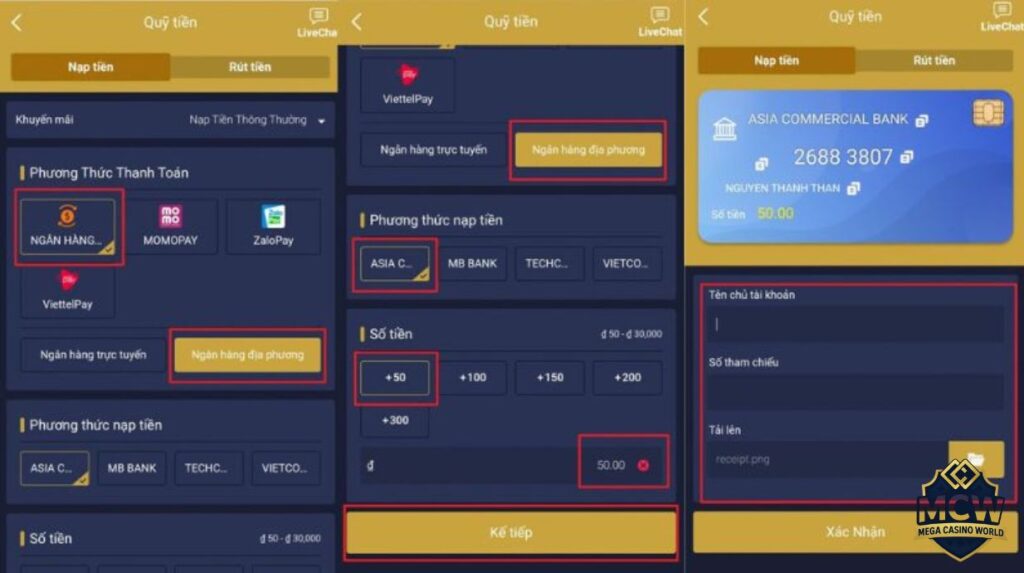 Hướng dẫn nạp tiền MCW chi tiết từng bước